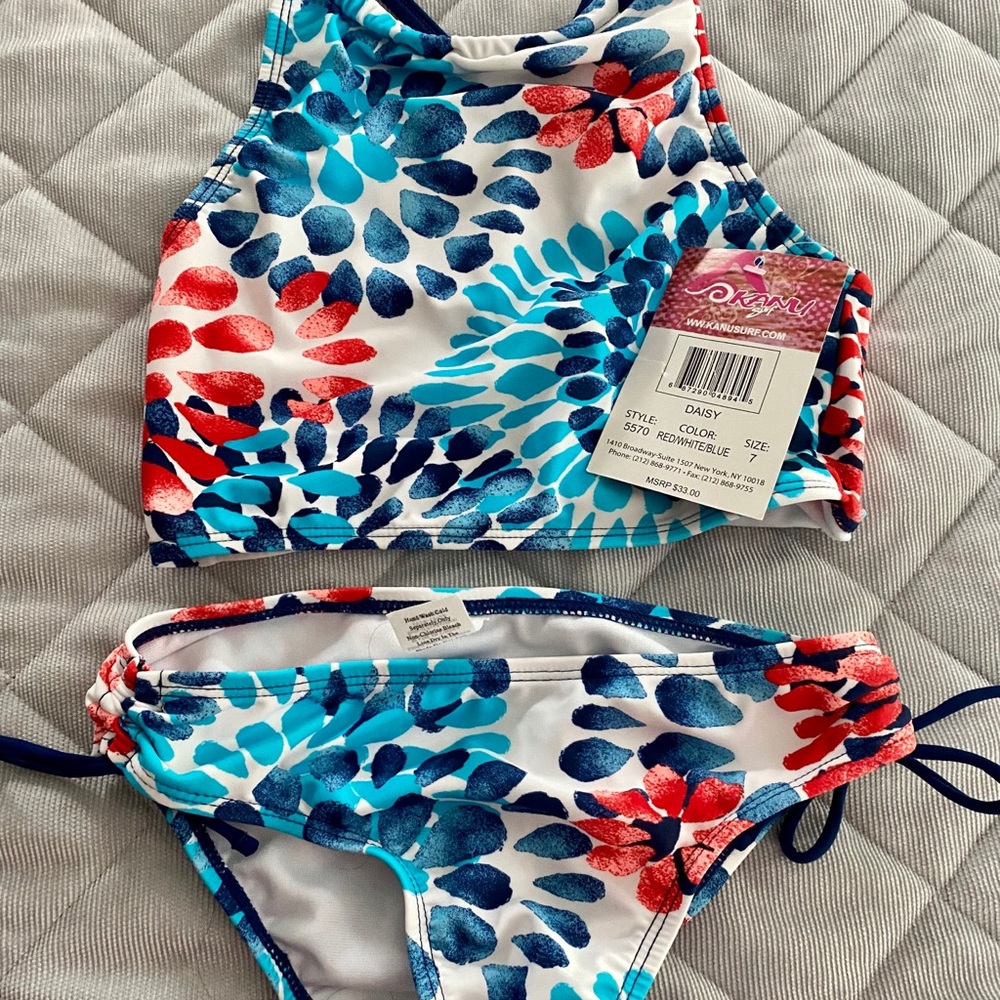 Kanu Surf Kids Swim Bikini - Red and Blue Floral